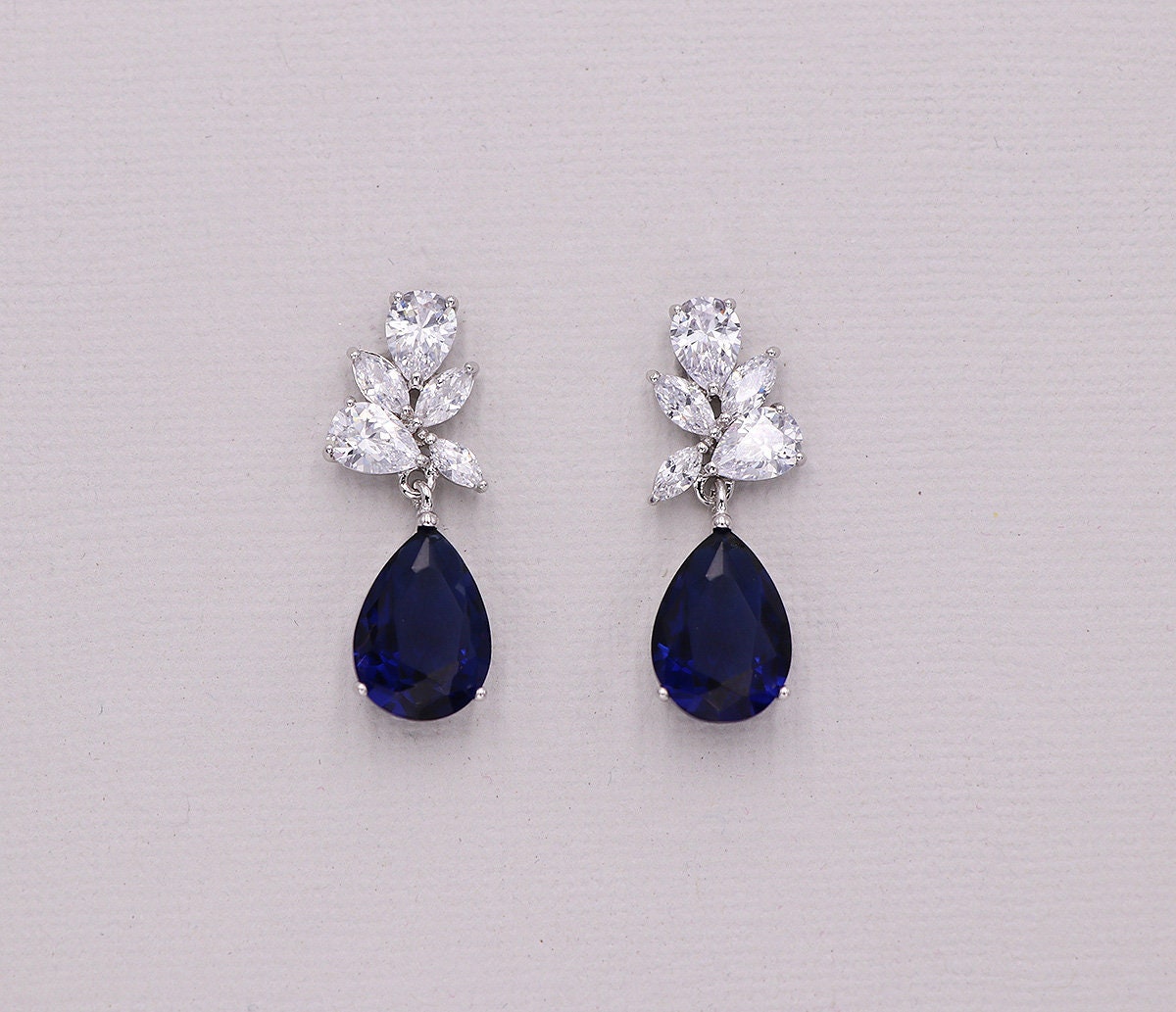 Natalia Sapphire Blue Cluster Earrings