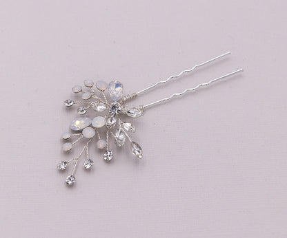 White Opal Crystals Hair Pin