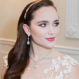 Annalise Bridal Earrings - Silver Pear Cubic Zirconia Statement Earrings