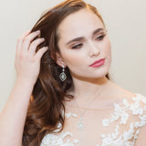 Joslyn Statement Wedding Earrings - Silver Cubic Zirconia Bridal Earrings