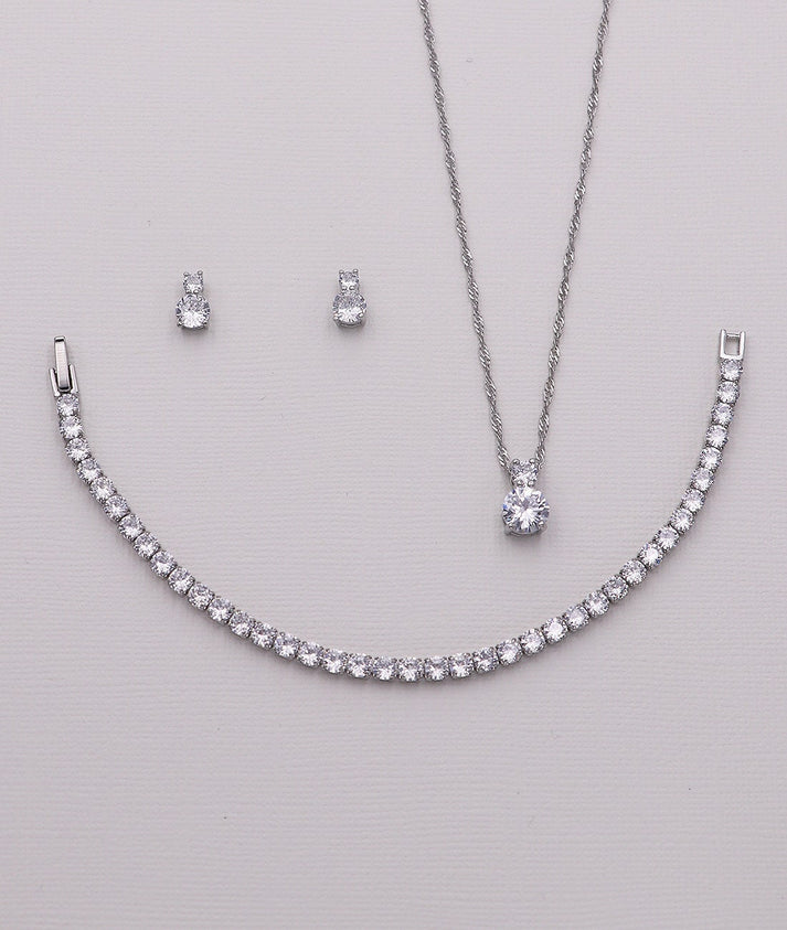 Petite Round Silver Jewelry Set