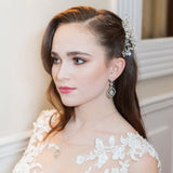 Joslyn Statement Wedding Earrings - Silver Cubic Zirconia Bridal Earrings