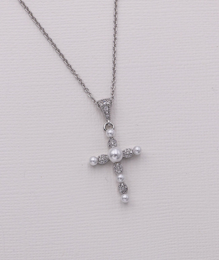 Pearl Cross Pendant Necklace