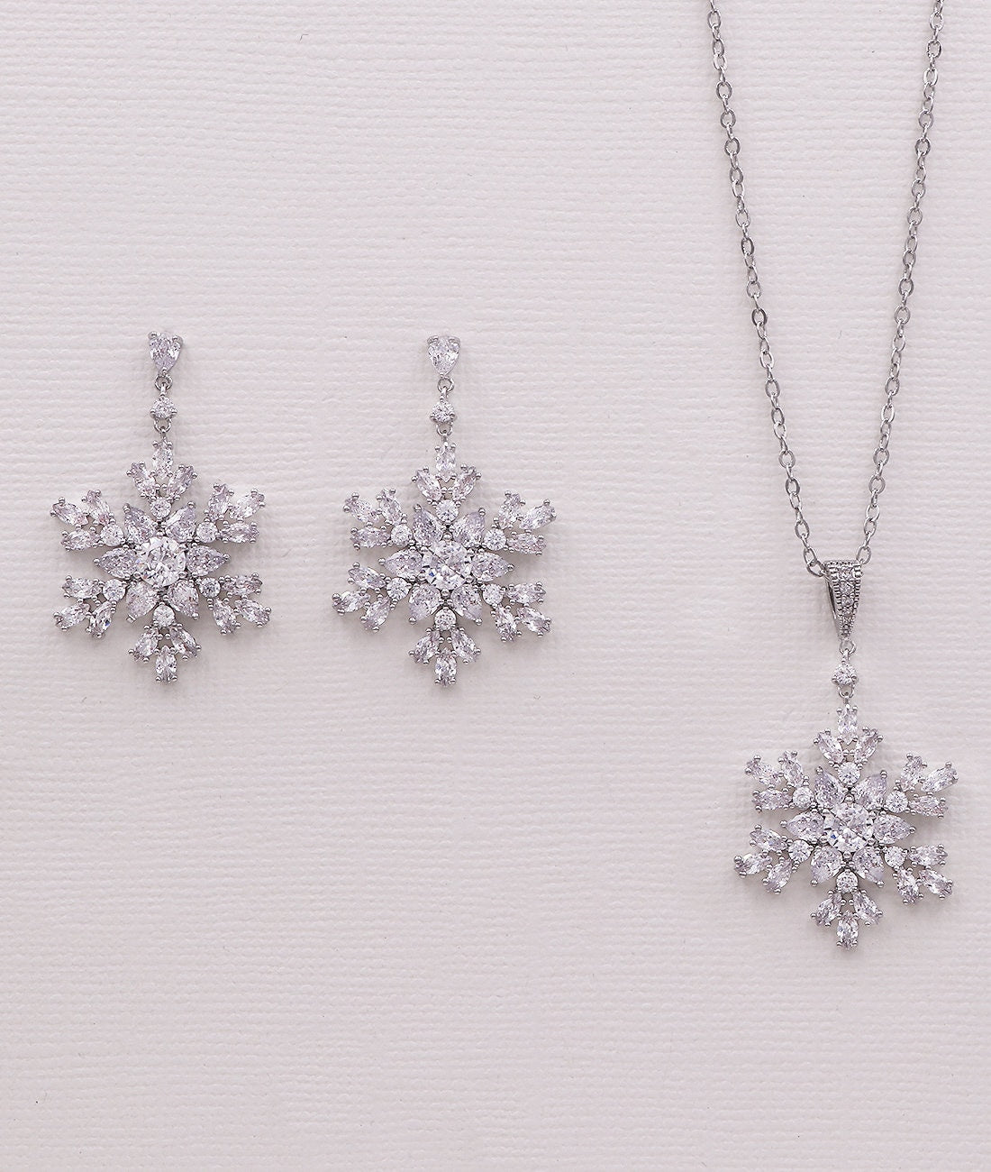 Snowflake Earrings and Necklace Jewelry Set