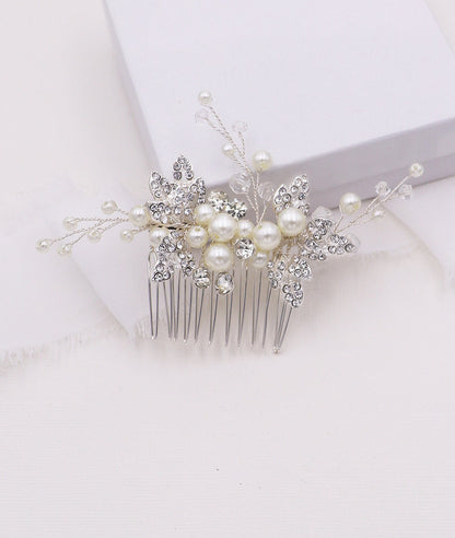 Petals Crystal and Pearl Hair Comb