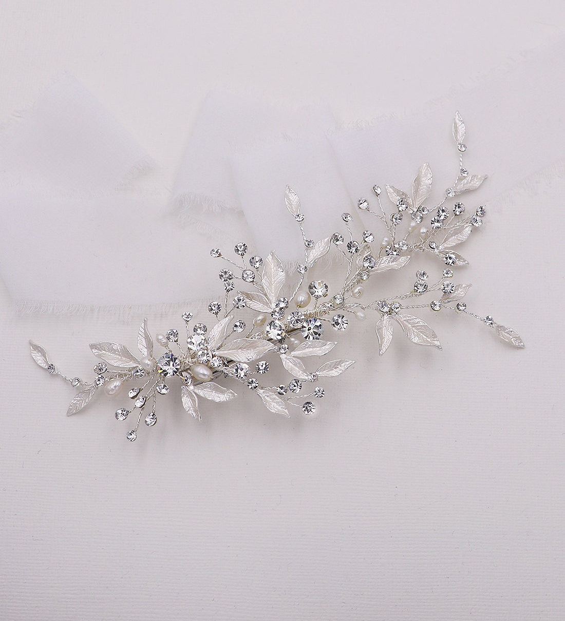 Kiara Pearl Leaf Large Wedding Clip