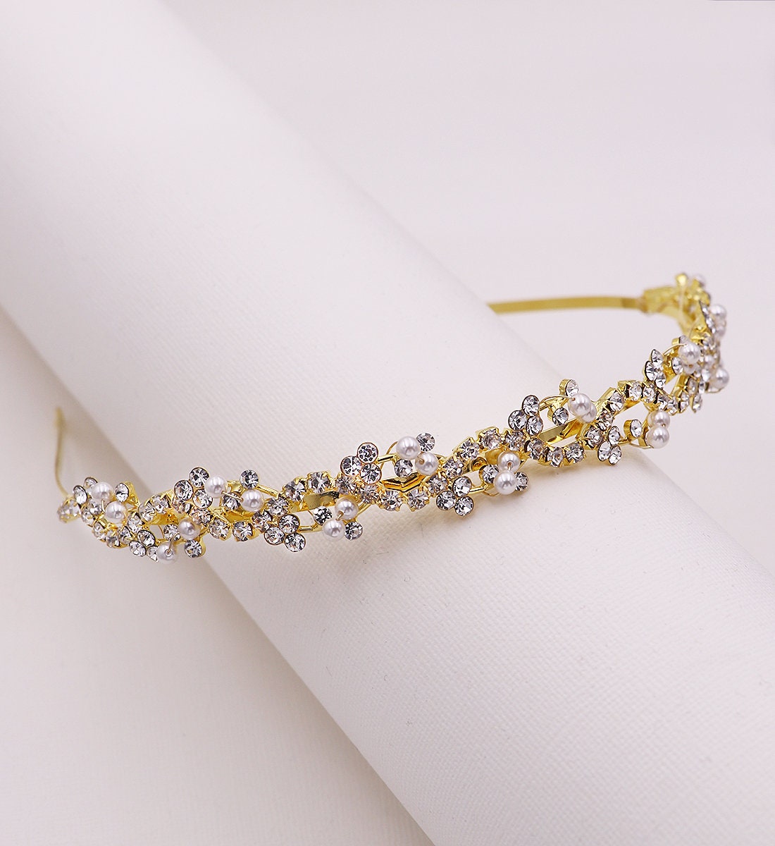 Sophia Crystal and Pearl Bridal Headband