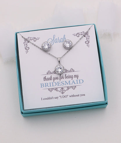 Ansley Bridesmaids Round Halo Jewelry Set