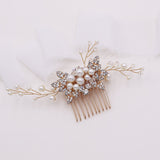 Petals Crystal and Pearl Hair Comb