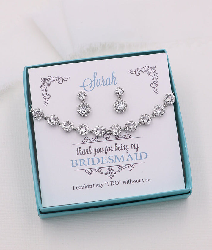 Aubrie Bridesmaids Earrings & Bracelet Set