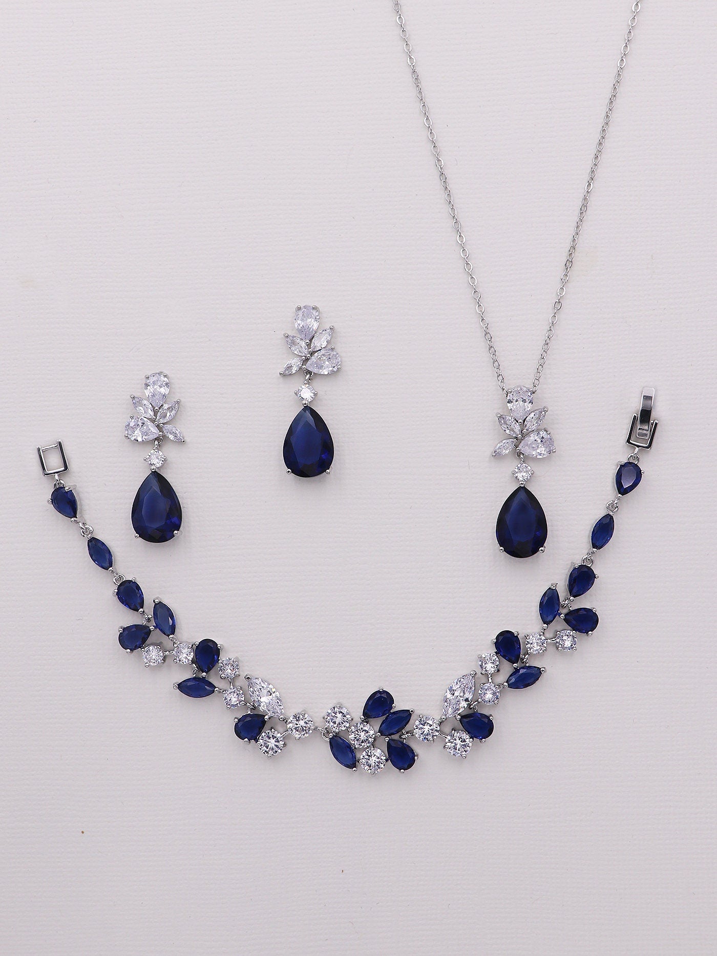 Natalia Sapphire Blue Cluster Earrings
