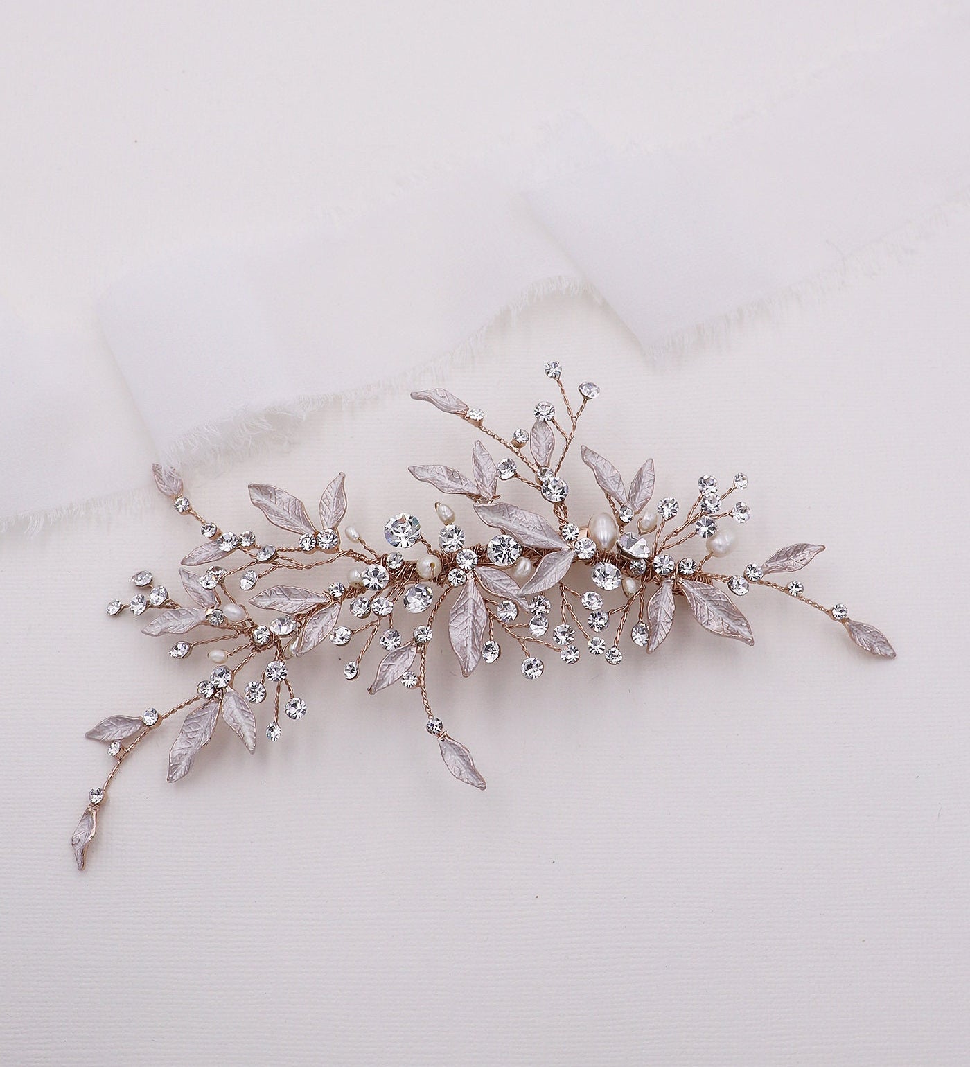 Kiara Pearl Leaf Large Wedding Clip