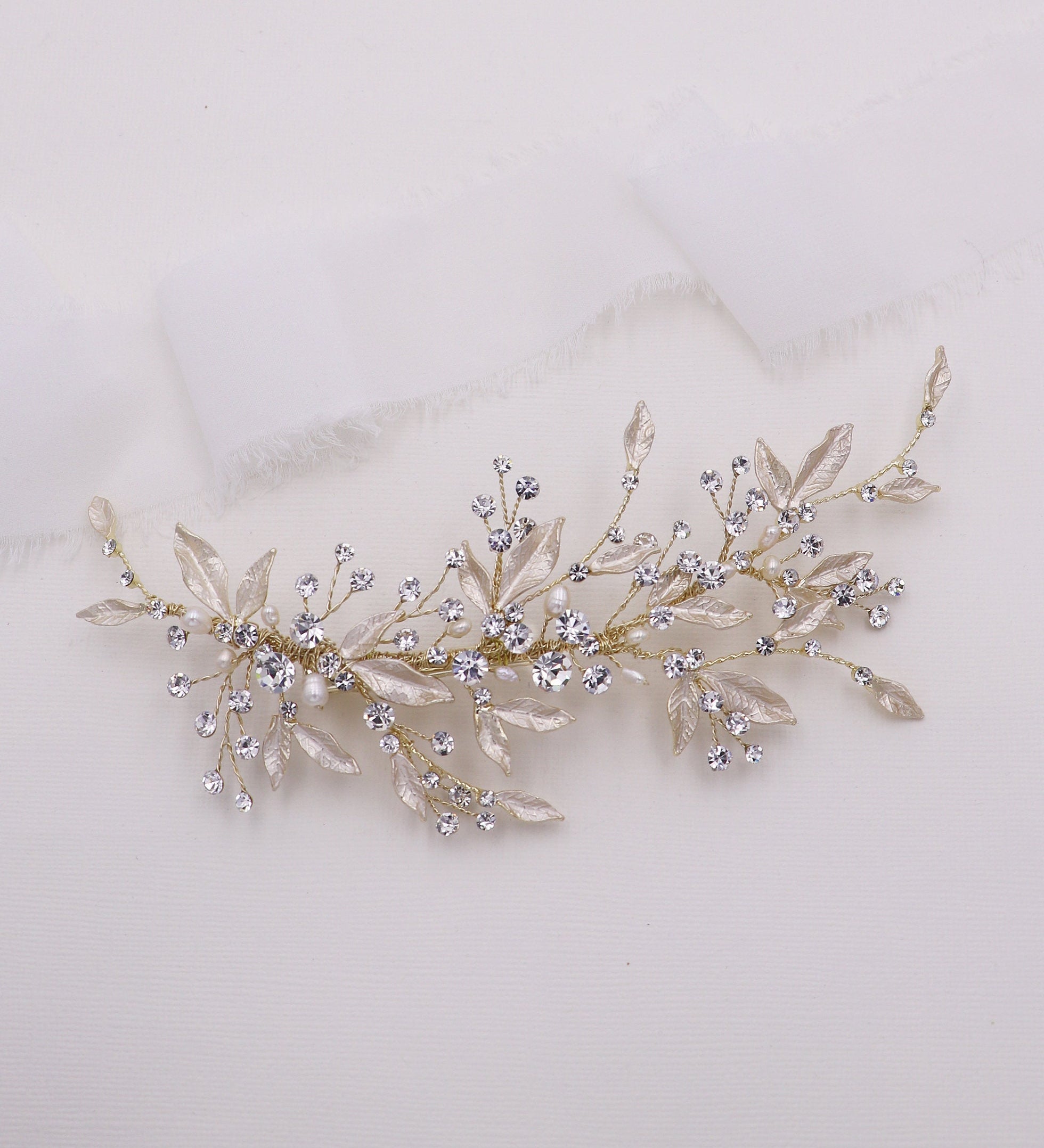 Kiara Pearl Leaf Large Wedding Clip