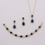 Kensley Sapphire Blue Gold Earrings and Necklace Set