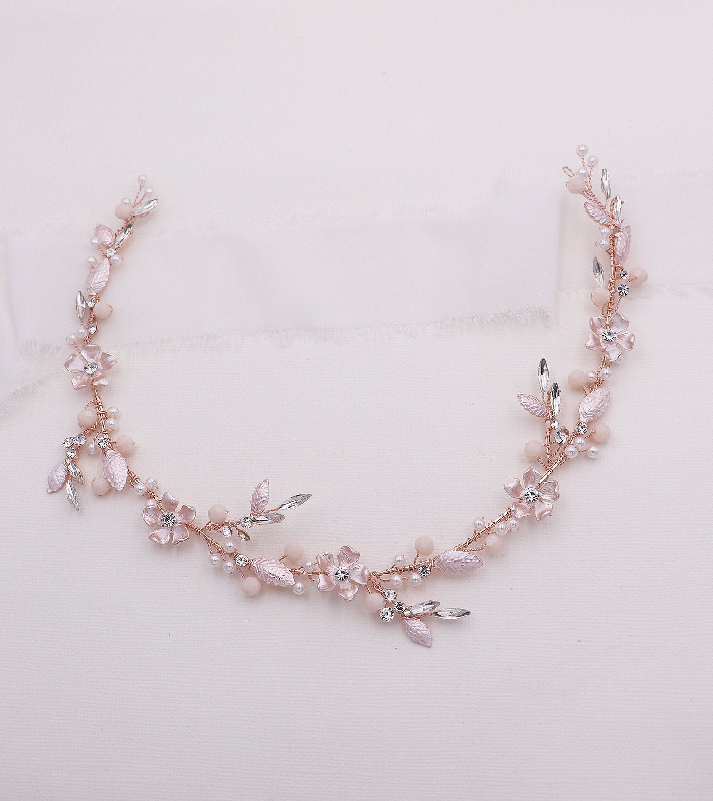Emma Blush Pink Hair Vine Headpiece