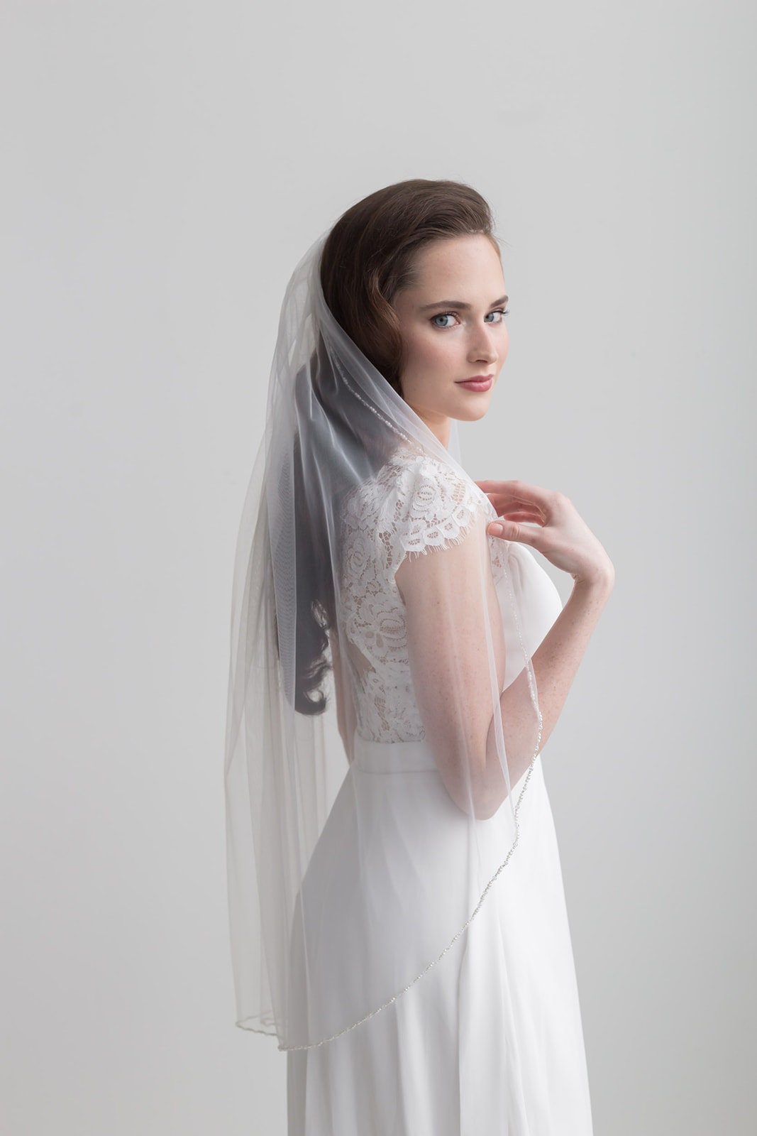 Pearl and Crystal Edge Wedding Veil