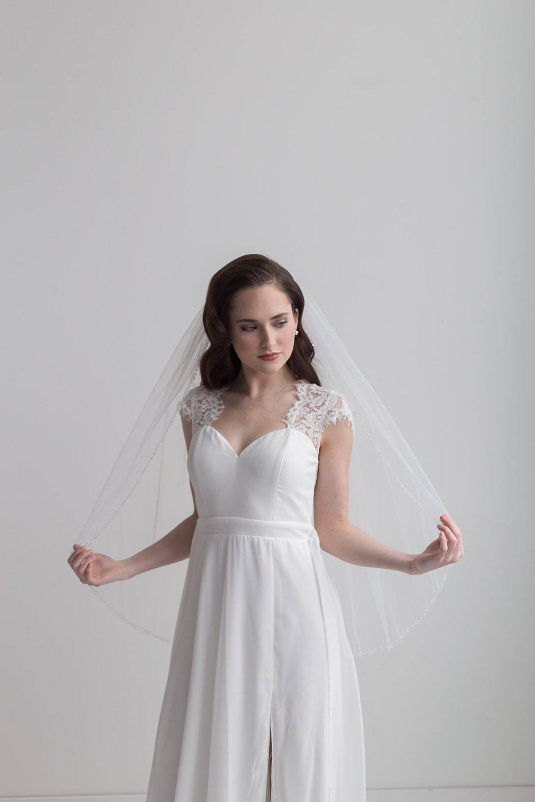 Pearl and Crystal Beaded Wedding Veil