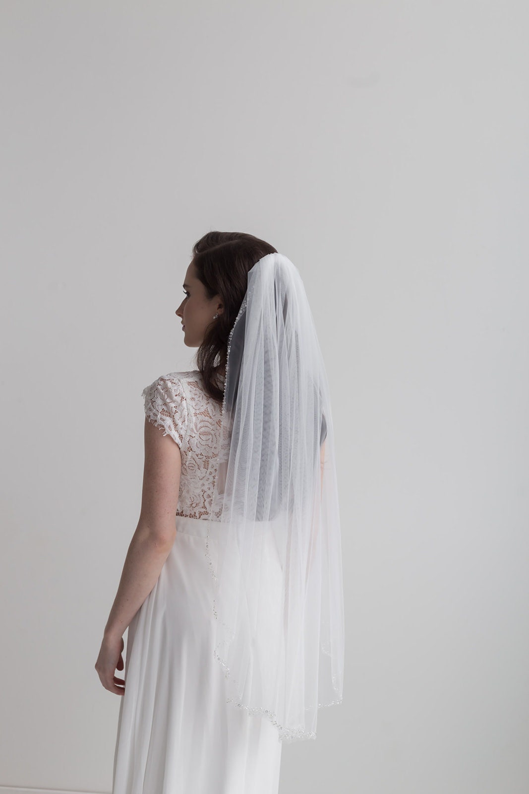 Pearl and Crystal Beaded Wedding Veil