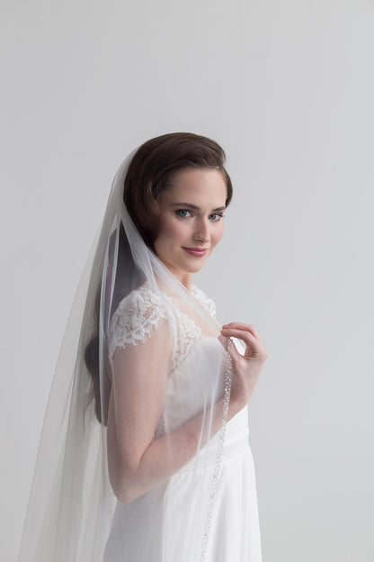 Pearl and Crystal Beaded Wedding Veil