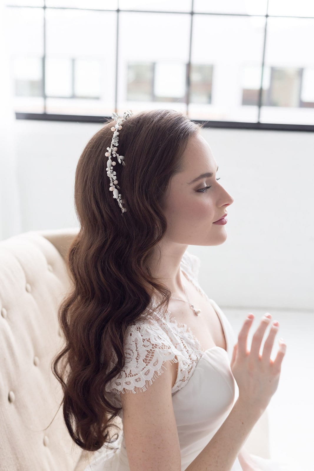 Emma Blush Pink Hair Vine Headpiece