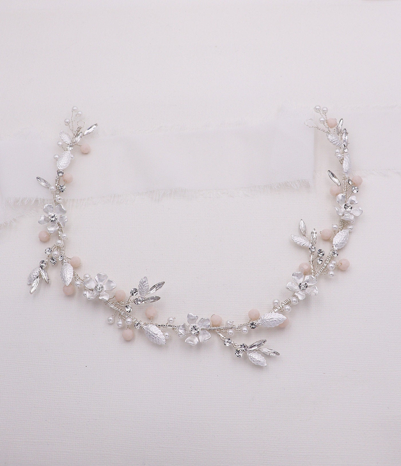 Emma Blush Pink Hair Vine Headpiece