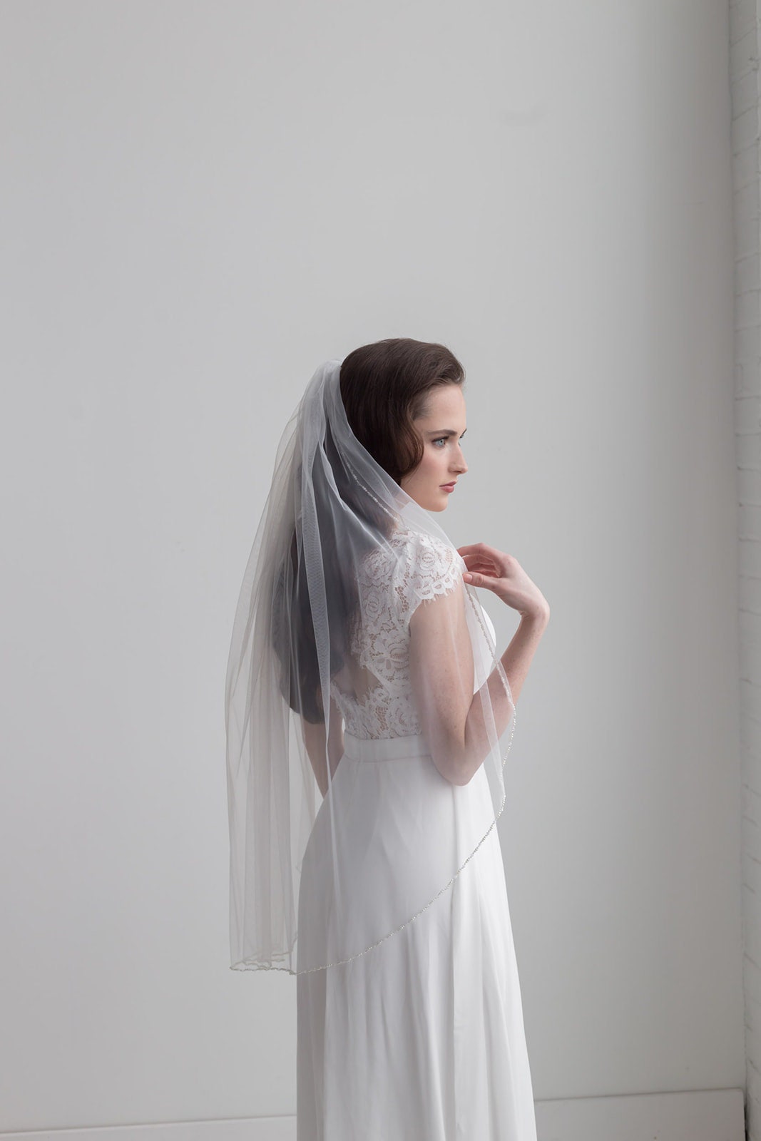 Pearl and Crystal Edge Wedding Veil