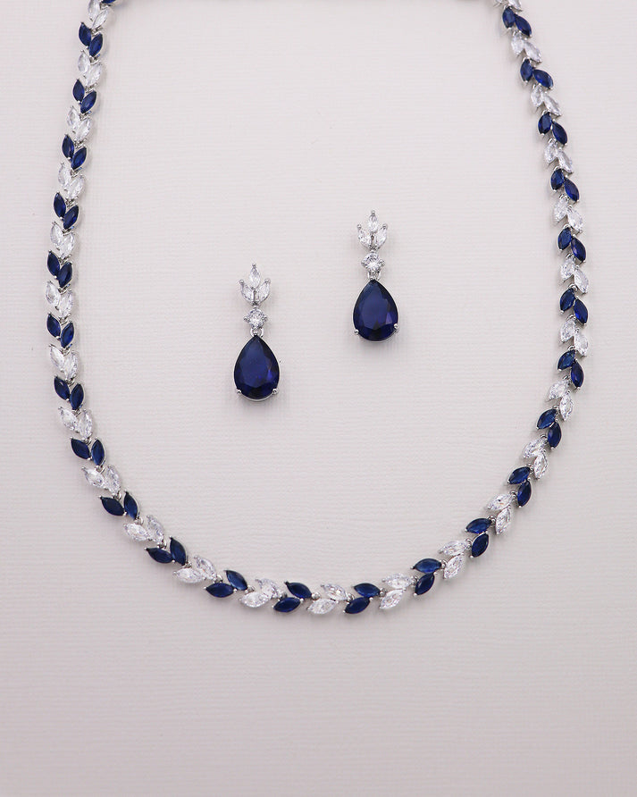 Evelyn Sapphire Blue and Clear Jewelry Set
